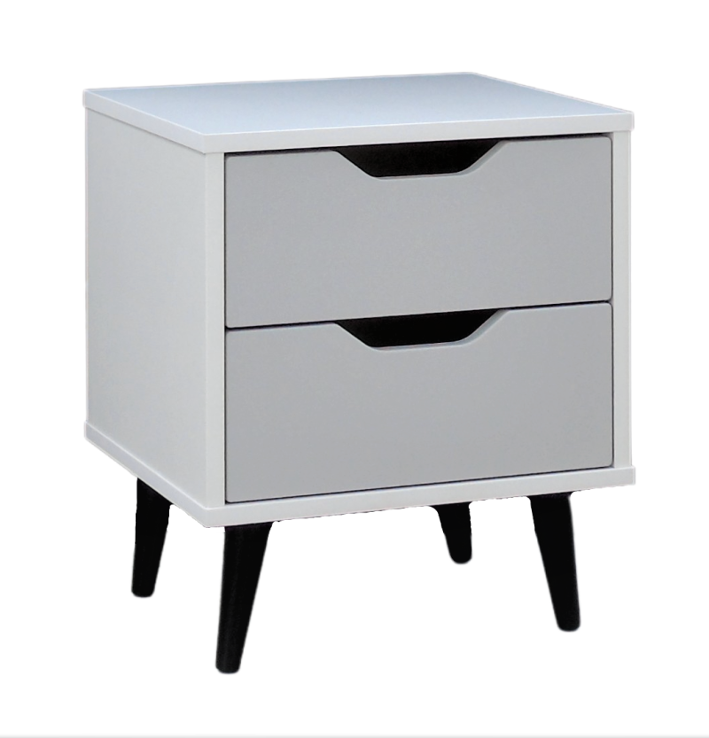 Lucas 2 Drawer Bedside In White/Grey