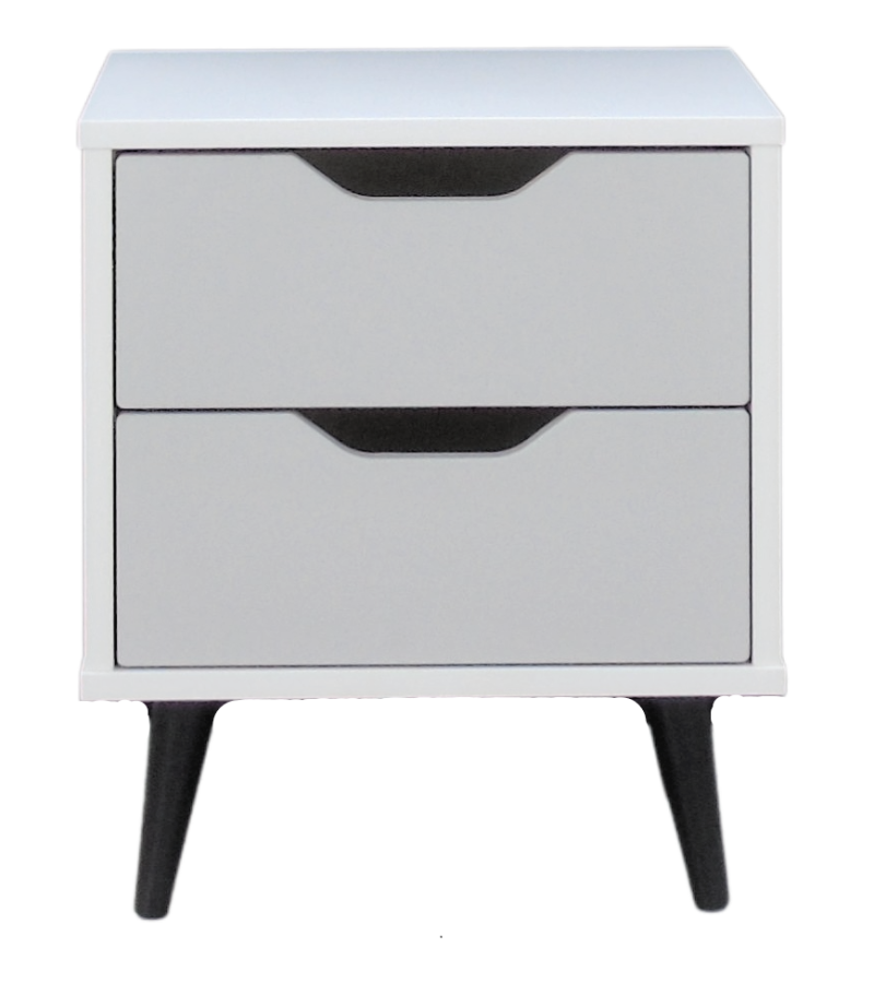 Lucas 2 Drawer Bedside In White/Grey - Image 3